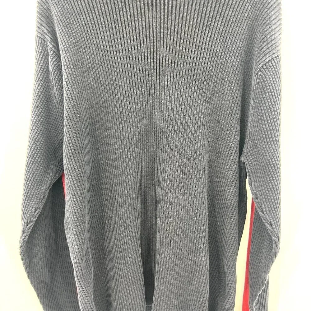 Vintage Polo Ralph Lauren Navy Ribbed Red Arm Stripe Sweater Mens Large